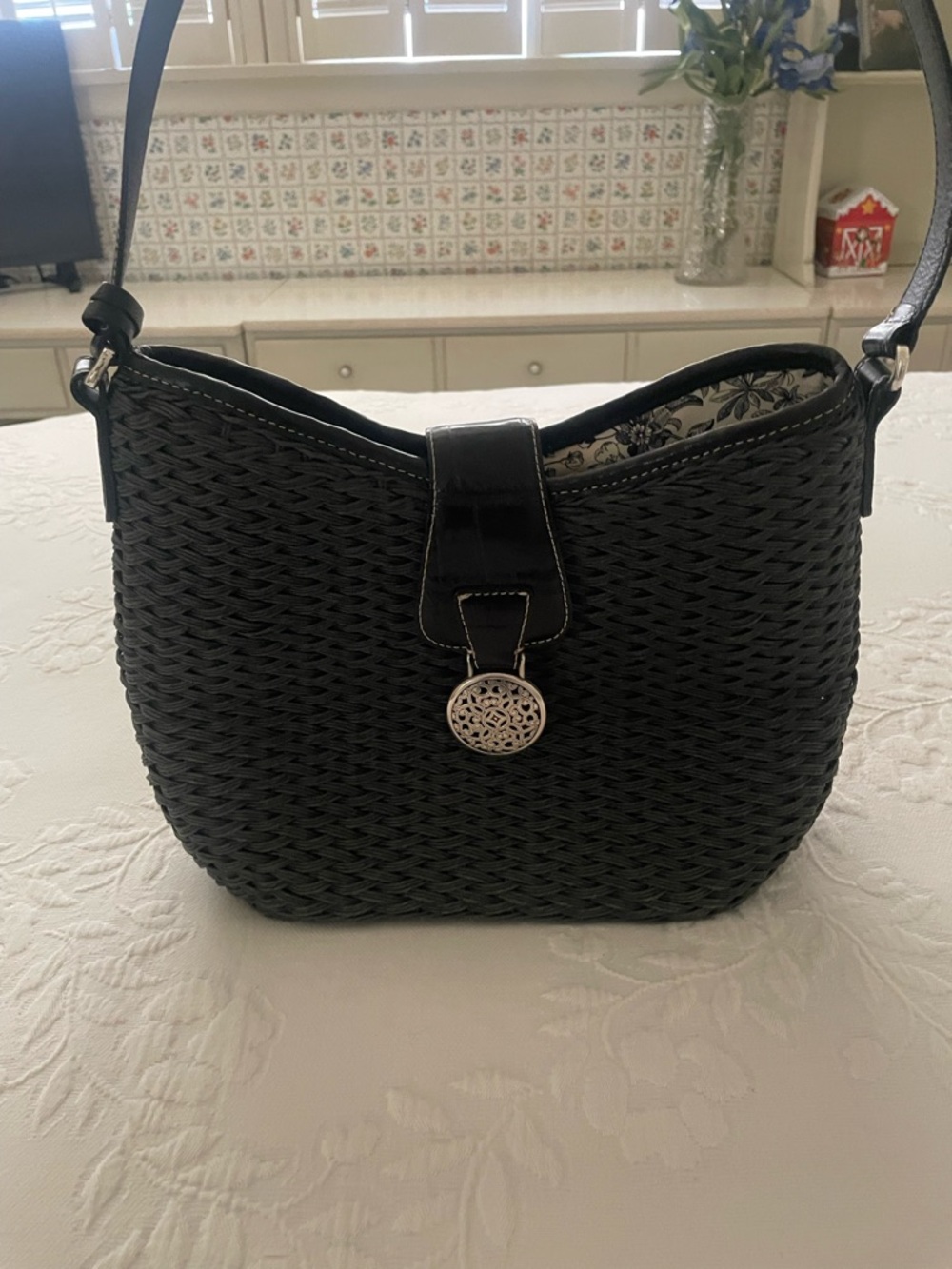 Brighton black straw handbag